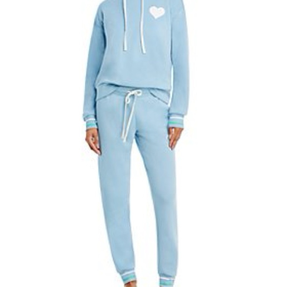AQUA Lounge Heart Graphic Fleece Hoodie & Drawstring Jogger Sweatpants Set